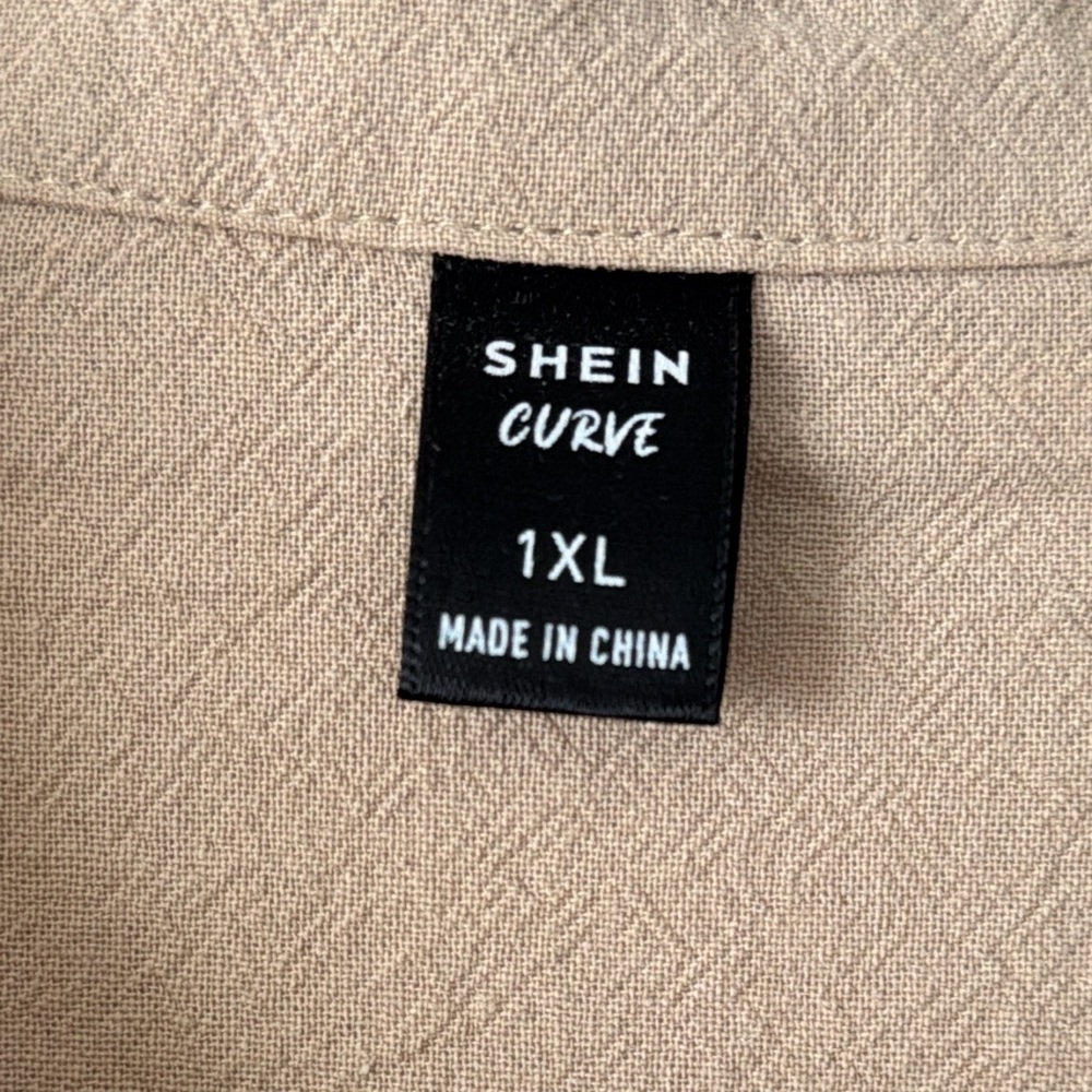 SHEIN Beige Button Down Shirt - Picture 2 of 4